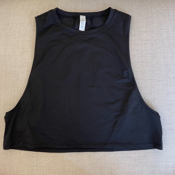 lululemon athletica Tops - Lululemon Cropped Workout Tank Top Black Size 4